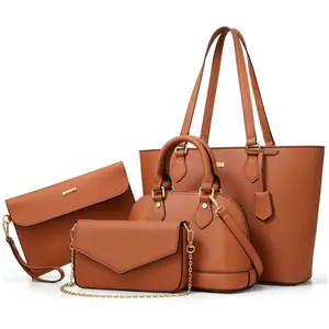 Bagsure Women's 4PCS Fashion Handbag Set Tote Crossbody Wallet & Shoulder Bag Elegant Synthetic Leather Purses for Everyday Gift Christmas