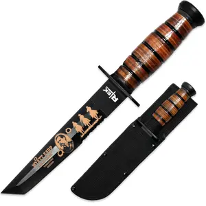 RT 6686-WE 12-Inch Rtek Wyatt Earp Print Camping Multitool Fixed Blade Tool Knife Set for Bushcraft Fruit Knife Vintage Historical Camping Tool