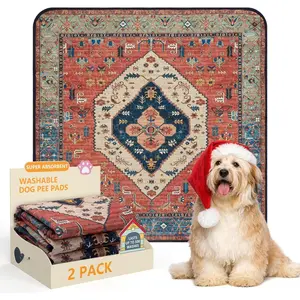 Super Absorbent Washable Pee Pads for Dogs - Secure Floor Protection - Non-Slip, Leakproof  Pads for , Crates & Playpens (2 Pack, 36"x36", Red)