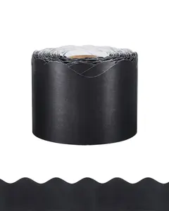 VEVOR Bulletin Board Border,  65.6 Feet Rolled Border Trim, Scalloped Bulletin Board Paper with Wavy Line Design, Classroom Border for Bulletin Board, School, Classroom, and Locker Decoration, Black