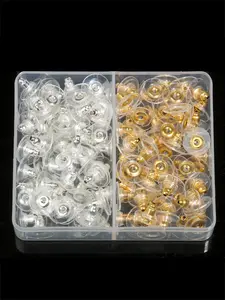120pcs Earrings Back Stoppers Jewelry Tool Set, Golden Silver Color, Mixed Flying Saucer Shape, Ear Clog Ear Stud Plug, DIY Jewelry Accessories, Diy Jewelry Making