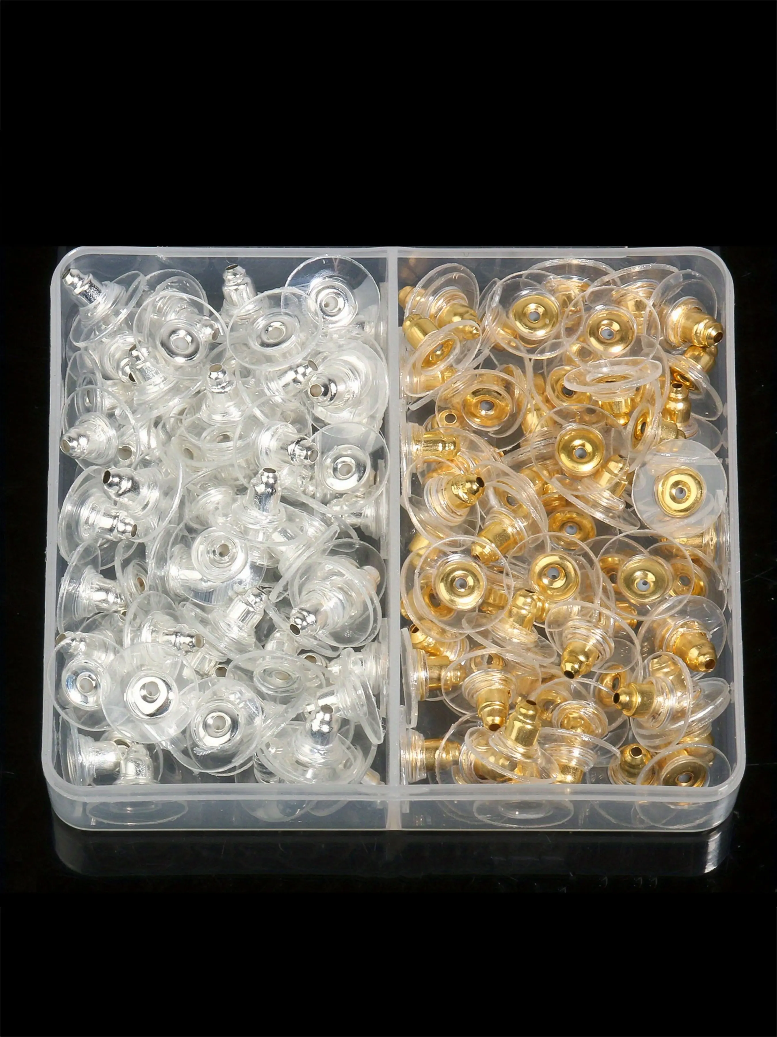 120pcs Earrings Back Stoppers Jewelry Tool Set, Golden Silver Color, Mixed Flying Saucer Shape, Ear Clog Ear Stud Plug, DIY Jewelry Accessories, Diy Jewelry Making, Beading Accessories