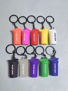 Mini 3D Sports Water Bottle Keychain, Fitness Keychain, Shake Cup Keychain Rocking Cup Keychain Gym Fitness Sport Bottle Cup Pendant  Bag Hanging Ornaments PVC Soft Rubber Fitness Bottle Keyring Key Bag Purse Backpack Accessory Decoration