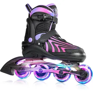 Inline Skates for   Ages 4-12, Adjustable Light Up Roller Skates for  Teens Ages 8-12, Beginner  for Women Adults