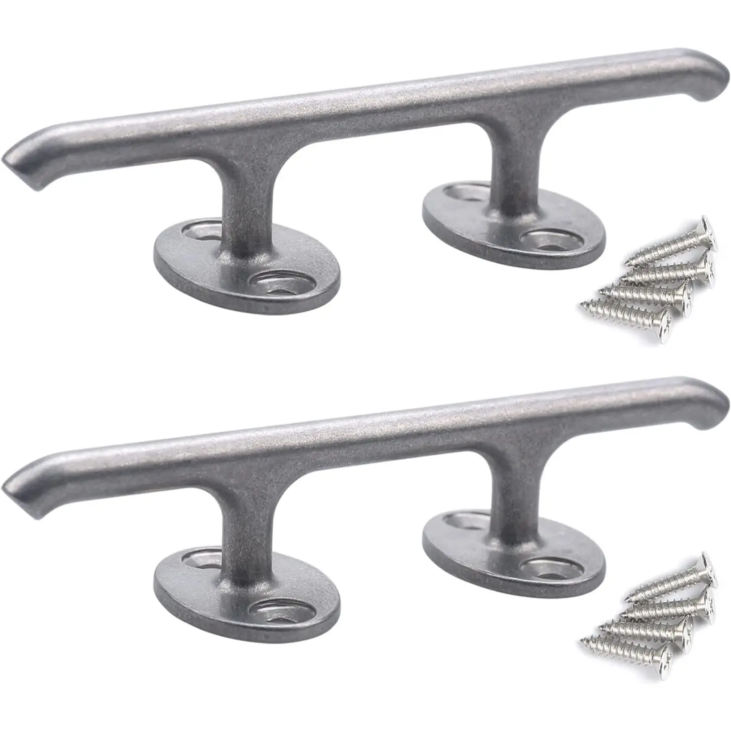 Boat Cleats Stainless Steel Dock Cleats 4 inch, 6 inch Boat Rope Cleats Heavy Duty Open Base Dock Cleats Marine Mooring Accessories 2PCS