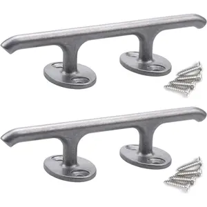 Boat Cleats Stainless Steel Dock Cleats 4 inch, 6 inch Boat Rope Cleats Heavy Duty Open Base Dock Cleats Marine Mooring Accessories 2PCS