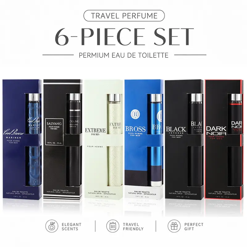 6-Piece Set Men's Eau De Toilette Fragrance,Cologne For Men,Travel Size Perfume,6 Different Scents,Perfect For Dating, Daily Life, Parties, Gift Giving,1.18 fl oz/35 ml Each Bottle