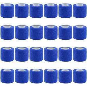 Self-Stick Bandage Rolls, 24 Pack, 5cm X 4.5m, Elastic Sports Tape Socks, Ankle Support, Pet & Veterinary Compression