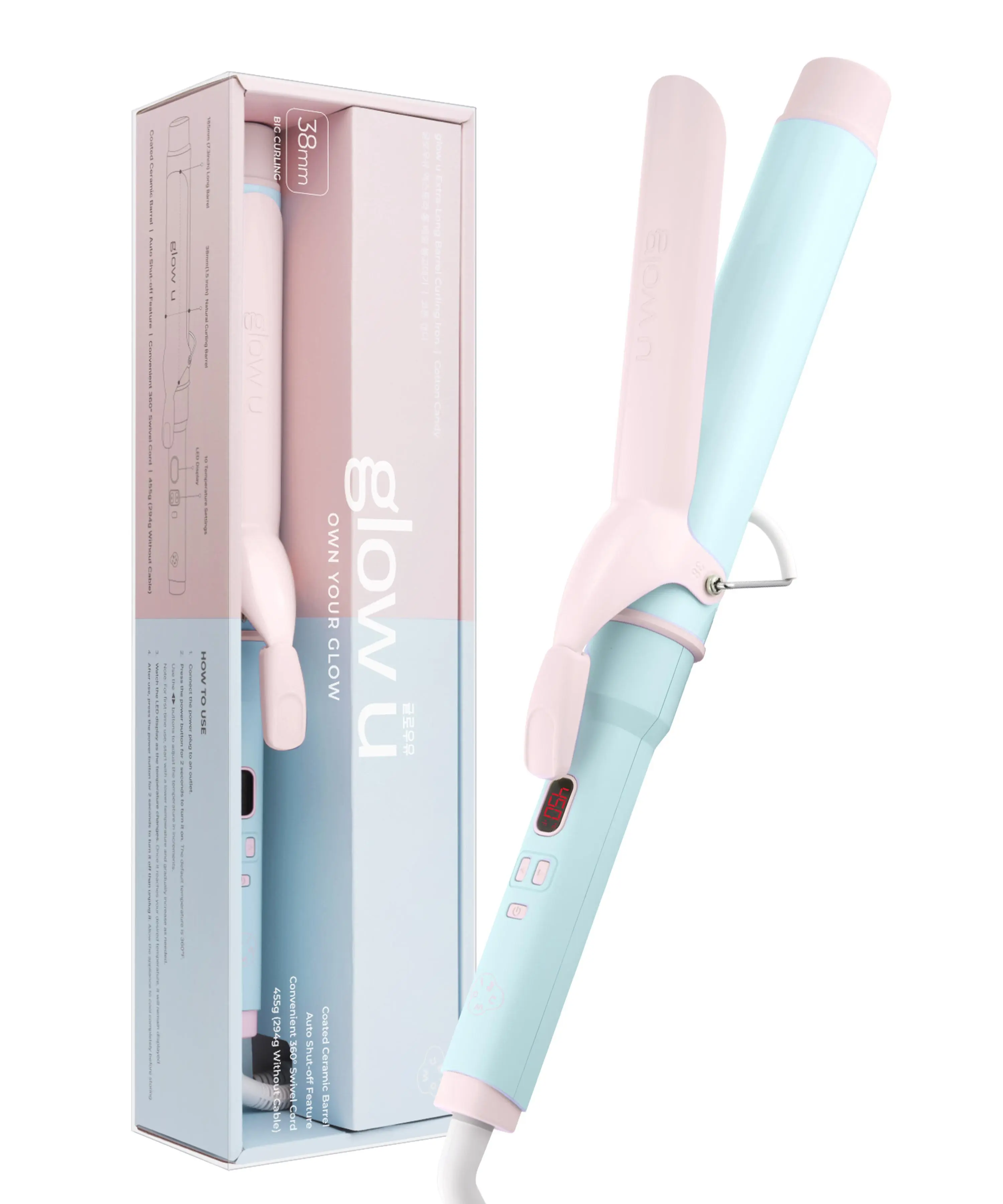 1 1/2 inch Extra Long Curling Iron - 10 Temperature Modes Fast and Easy Styling - 7.3" Ceramic Barrel Hair Wand for All Hair Types Blowout, Beach Waves, Bouncy Curls