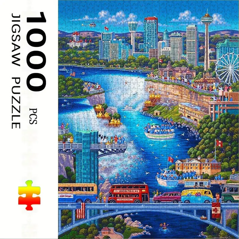 1000 Piece Cityscape Puzzle for Adults, Large Family Interactive Toy, DIY Home Decor Brain Challenge, Holiday Scene, Perfect Gift