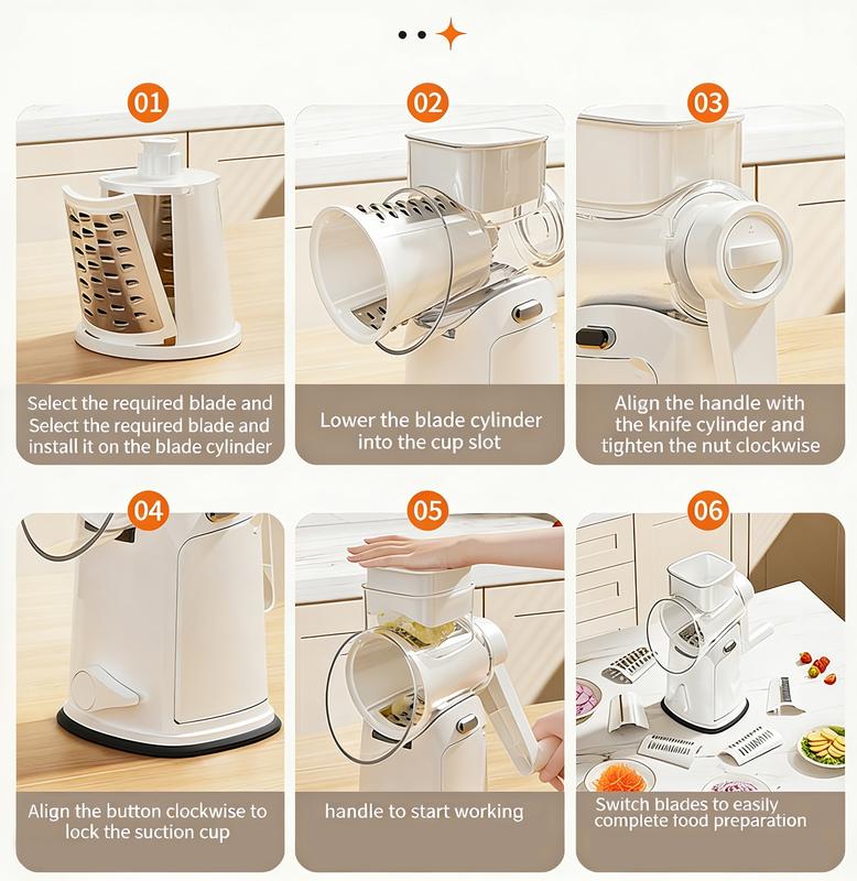 Hiatuses Effortless Meal Prep Pro  5-Blade Vegetable Chopper with Strong Suction Base & Built-In Storage. Chop, Slice, Dice for Salads, Stir-Fry in Seconds Vegetable Chopper with 5 Blades Strong Suction Cup Base  Stir-Fries Coleslaw Meal Prepping