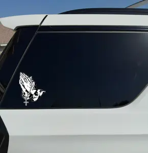 Praying Hands, Religious Color Vinyl Car Sticker - Colorful Car Decor Decorative Set Ornaments Religious Mexico Vehicle Exterior Decoration Mexican Theme
