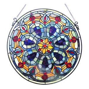 Chloe  20 in. Lighting Tiffany Glass Victorian Window Panel
