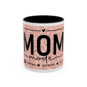 Mom Mode Glitter Accent Coffee Mug – 'Mom Mode' Rose Gold Sparkle (11/15oz)