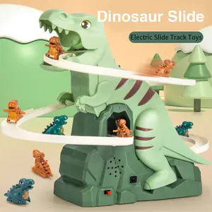 Electric Dinosaur Track Toy -dinosaur track toy, dinosaur chase track game, track slide toy,Climbing, Chase & Roller Coaster Game with Lights & Music | Luminous Stair Slide for Kids | Best Birthday Gift for Boys & Girls