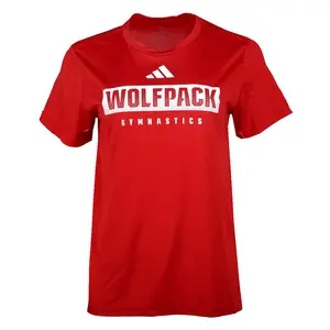 adidas Womens Nc State Wolfpack Pregame Crew Neck Short Sleeve Training Casual Tops Casual - Red