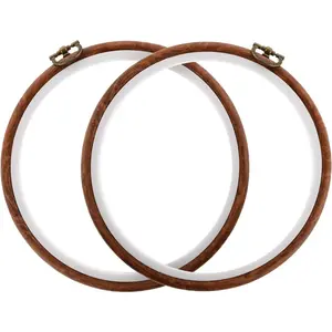 2 Pack Cross Stitch Hoop Imitated Wood Embroidery Frame Embroidery Hoops 6 Inch Round Plastic Embroidery Hoop for Art Craft Sewing and Hanging Ornaments Decor