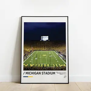 Michigan Stadium Poster, Michigan Wolverines Poster, Minimalist Sports Poster, Office Wall Art, Bedroom Wall Art, Stadium , unframed, Decor
