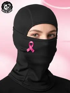 Women's Breast Cancer Ribbon Full Face Mask, Windproof Dustproof Sun Protection, Multi-Functional Outdoor Sports Helmet, Balaclava Face Mask