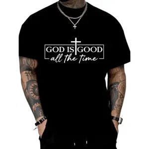 Fashion Designer TShirts Graphic Tees with Christian "God Is Good All The Time" Casual Fitted Crewneck Shortsleeve T-Shirt for Men & Women All Seasons Wear Machine Washable Unisex Stylish T graphic tee Streetwear Tropical t shirt