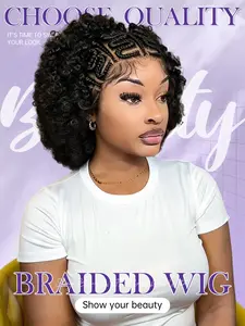Full Lace Front Design Knotless Braided Wig, Curly Ends, Intricate Front Parting, Lightweight Synthetic, Protective Style for Women, Box Braided Wigs