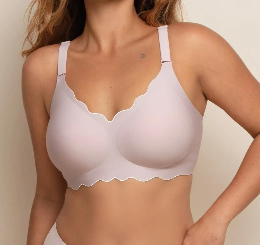 Soft Full Coverage Seamless Wire-Free Wireless Push-Up Bralettes Scalloped Design Jelly Bras Comfortable Underwear for Women