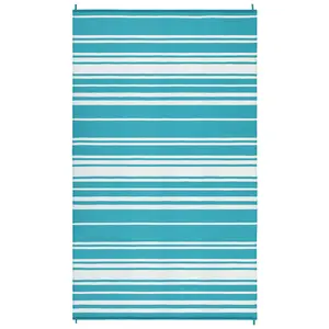 Light Blue Plastic Rectangular Outdoor Rug, 9x18 ft Actual Size, Geometric Modern Style, Easy Cleaning, for Beach, Patio