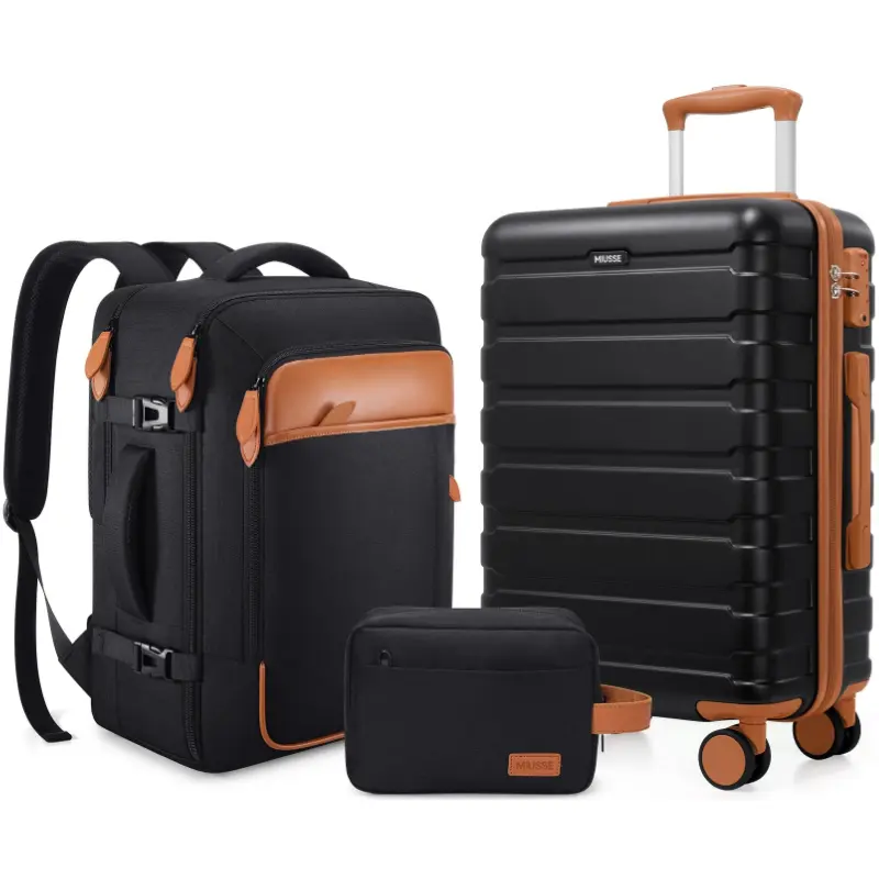 Miusse Luggage Set 3 Piece ABS Hardshell Carry On Suitcase with Spinner Wheels YKK Zipper TSA Lock Travel Backpack Airline Approved for Easy Travel - Luggagesets Traveling Bag #Summervibes, Lightweight Luggage