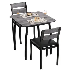 New Upgraded Iron Mdf Cut Corner Flat Tube Dining Table And Chairs 1+2
