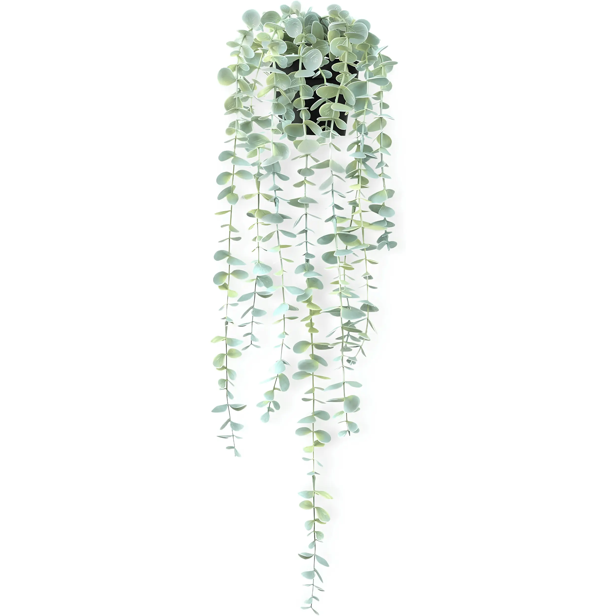 23 Inch Artificial Hanging Eucalyptus Plant with Black Pot Realistic Faux Hanging Greenery for Indoor Home Décor, Wall, Shelf, Bathroom, Bedroom, Living Room, Office & Farmhouse Decoration, Soft Green