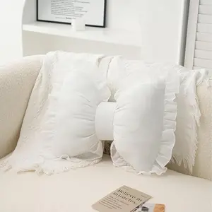 Bow Pillow Cute Bow Pillow Decorative,Bow Pillows with Lace for Sofa Couch Bed