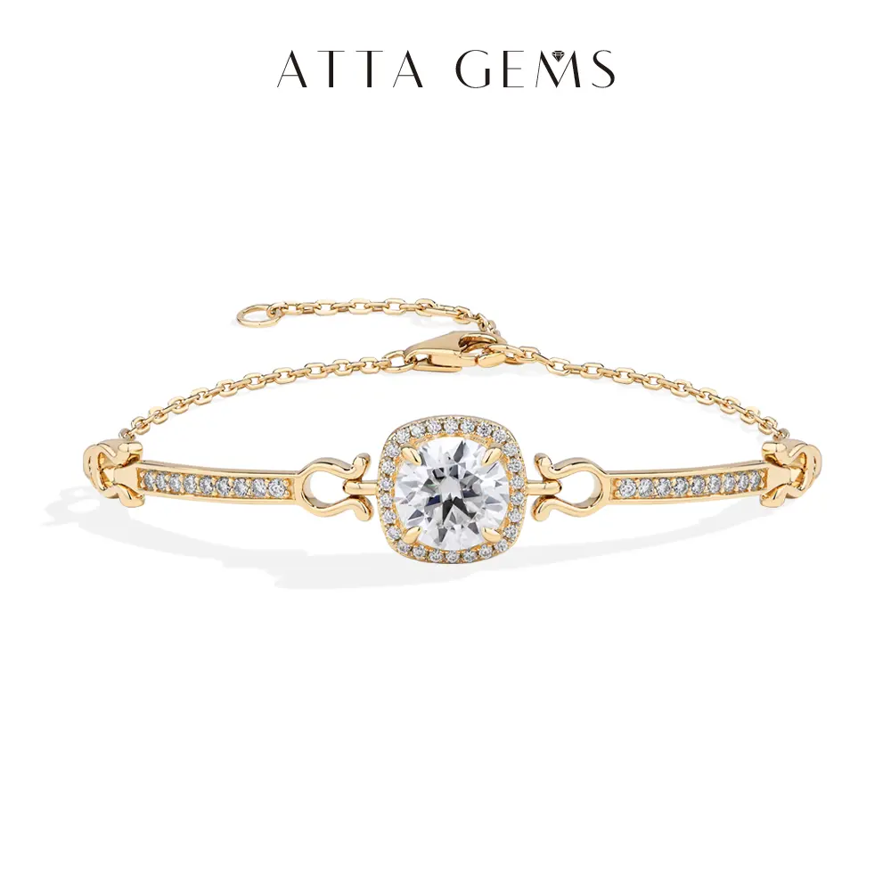 ATTAGEMS Moissanite Bracelet, Exquisite 925 Sterling Silver Tennis Bracelet for Women Men, 2CT VVS1 D Color Stones, Fashionable Hypoallergenic Jewelry for Wedding Party, Elegant Jewelry Bracelet, Exquisite Bracelet