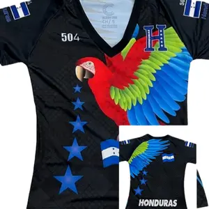 Honduras 504 Guara Women's Jersey Black and Blue with Parrot Design and Stars