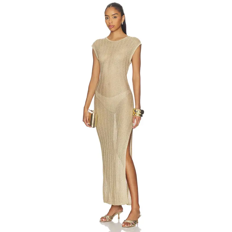 gold metal mesh dress Vintage Anthony Ferrara Gold Mesh Draped Cowl Dress – Recess main image 1