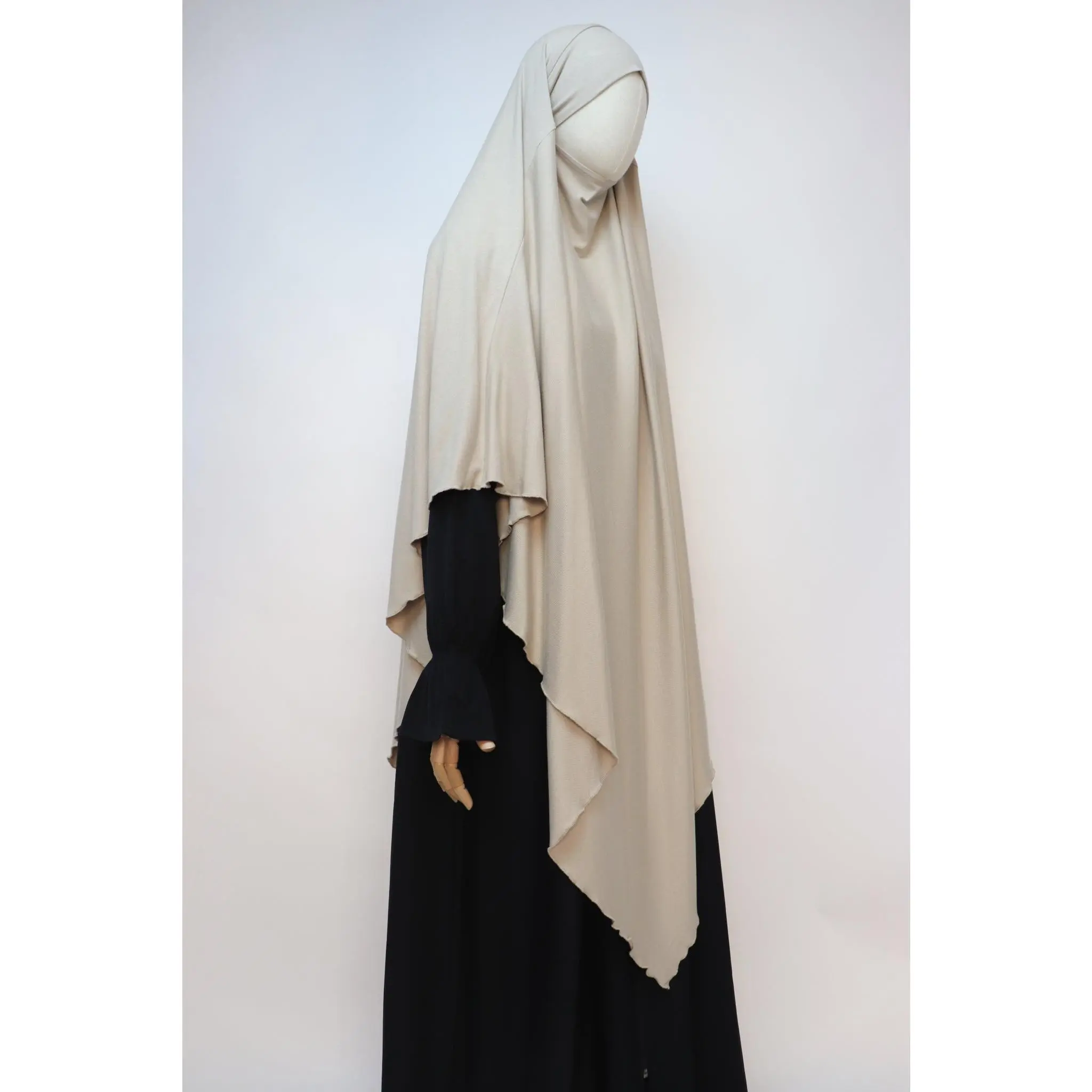 XL Ribbed Jersey Tie Back Diamond Khimar - Bone