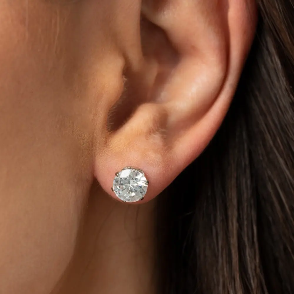 Timeless White Stud Earrings by Just - Classic, Elegant, and Minimalistic
