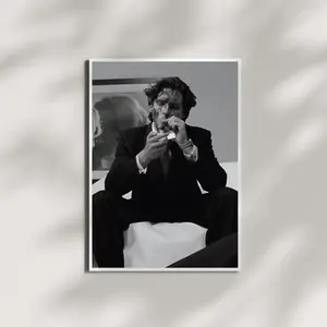 Patrick Bateman Poster No Framed – American Psycho Wall Art, Black and White Cult Movie Print, Dark Aesthetic 2000s Film Decor