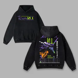 Evangelion Final model 01 Washed Hoodie Sweatshirt Anime Shirt, Crewneck, Casual Graphic Tee, Heavyweight Cotton T-shirt, Anime Merch, Streetwear