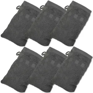 European Style Washcloth with Loop - Bath Mitts, 6-Pack (6" x 9")