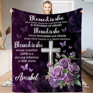 Custom Bible Verse Christian Blanket, Personalized Inspirational Blankets, Religious Gifts for Mom, Grandma, Daughter