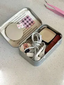 New silver rectangular hinged flip-top metal box, DIY mini portable box, small storage box, mini folding metal box, suitable for storing jewelry accessories, pills, sewing supplies, Mother's Day gift.