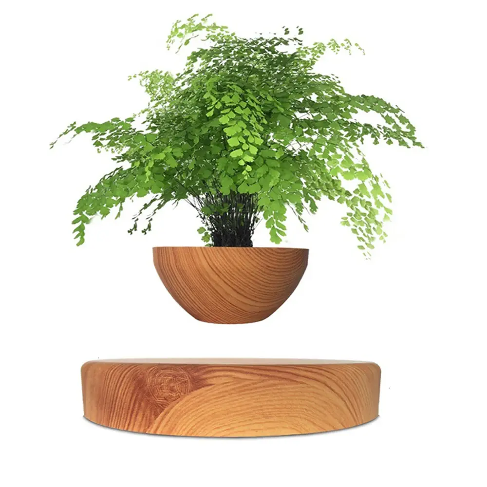 Levitating Air Bonsai Pot Rotation Flower Pot Planters Magnetic Suspension Floating Pot Potted Plant Home without Plants NONE