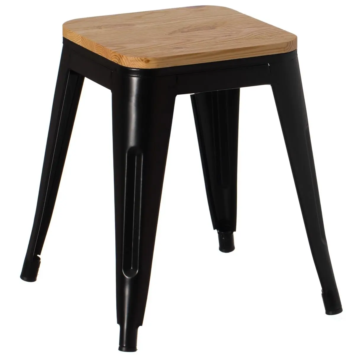 Vintiquewise QI004465.M 17in Backless Armless Dining Chair - Wood-Metal Brown-Black Industrial Antique Decorative Accent Barstool, Easy Setup (Assembly Required) for Indoor-Outdoor Use