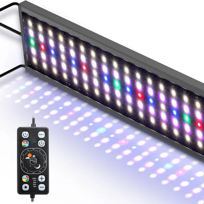hygger Full Spectrum Aquarium LED Fish Tank Lamp: 24/7 Day-Night Cycle, Auto On/Off Timer, 7 Colors, 5-Level Dimming Dimmable, 2835 Lamp Beads, 2H Start/End Set, 24-Hour Clock, Extendable Bracket, Easy to Use Controller for Aquatic Plants