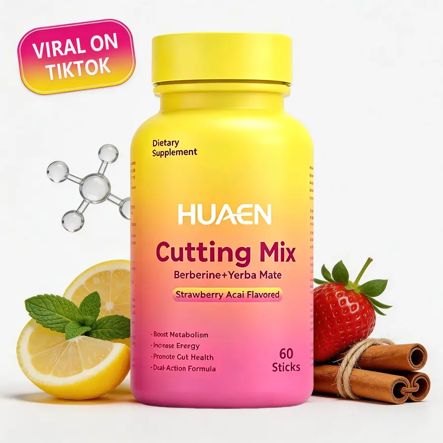 Cutting Capsules Mix | Strawberry Açaí Flavor | 60 Capsules | Berberine Chromium Magnesium | Edible Optimum Edible Fitness Raspberry  | Tea Powder Lemonade Yerba Mate Healthcare