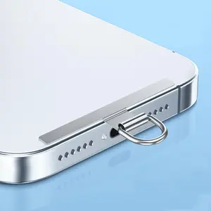 Stainless Steel Phone Lanyard Pad, Anti-lost Clip Shell with Durable metallic Back Sticker, Phone Accessories for Camping & Hiking, Mount