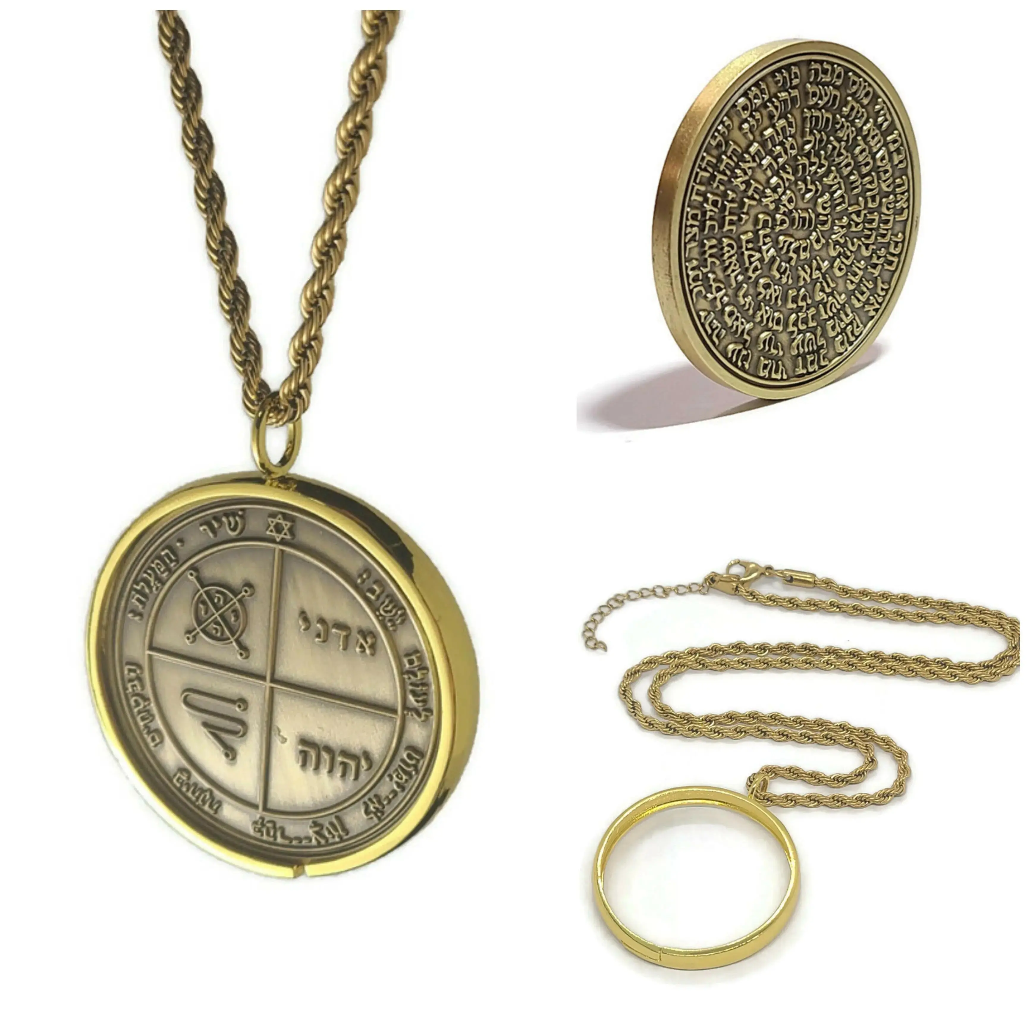 Third Pentacle of Jupiter Necklace - Wealth & Prosperity Talisman Pendant with 72 Names of God