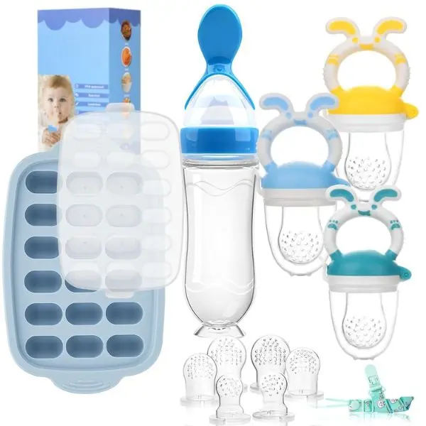 Summer Spring Gift Baby Breastmilk Popsicle Molds & Baby Fruit Feeder- Silicone Food Freezer Tray Storage Containers,Infant Food Pacifier Feeder and Teether for Babies Easter Bunny Gifts for Boys and Girls