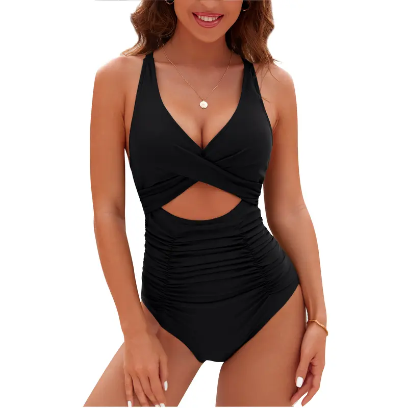 Blooming Jelly Womens One Piece Swimsuits Push Up Tummy Control Bathing Suits V Neck Cutout Modest Swimwear#TikTokShopHolidayHaul