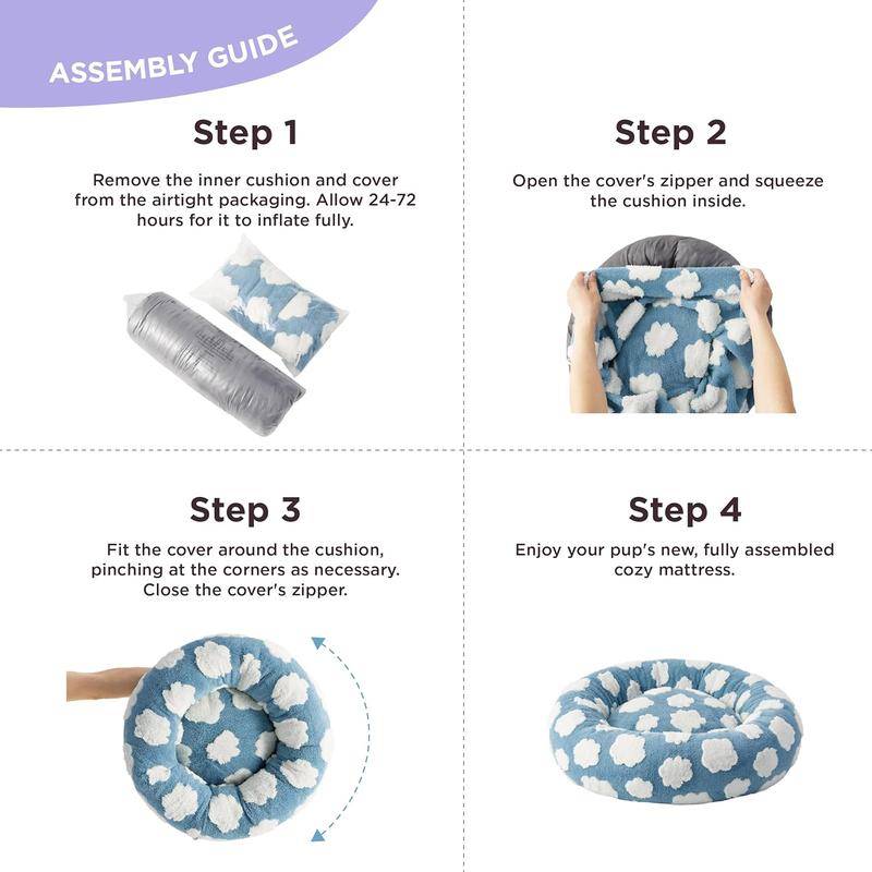 Lesure Warm Donut Bed - Cozy Fluffy Calming Bed for Small/Medium/Large Dogs & Cats, TikTokShopBlackFriday Choice, Soft Plush Round Pet Bed for Winter Comfort, Washable, Anti-Slip Bottom, Camas para Perros, Pet Supplies Bedding